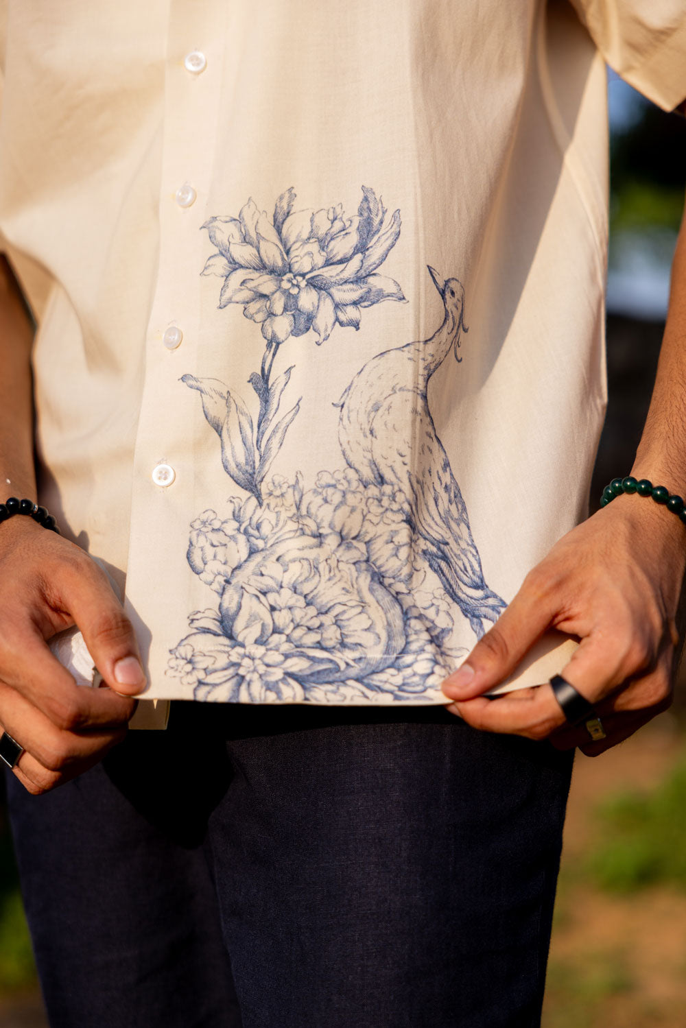 Ivory Printed Cotton Shirt