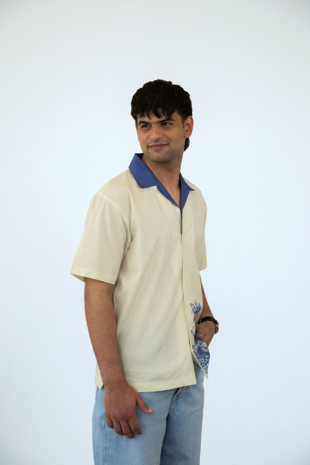 Ivory Printed Cotton Shirt