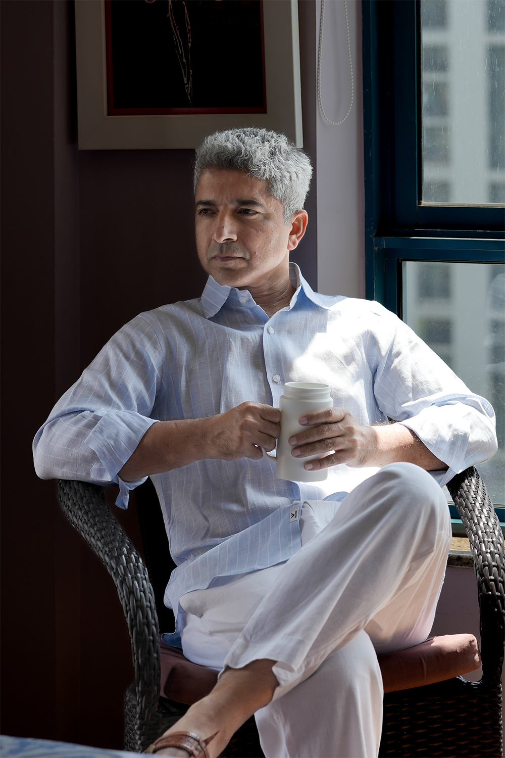 Light Blue Striped Linen Shirt