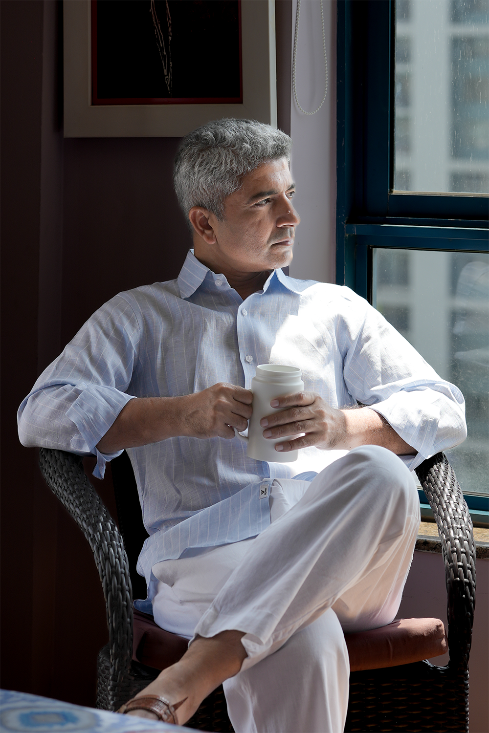 Light Blue Striped Linen Shirt