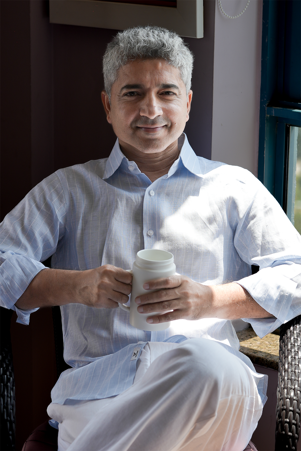 Light Blue Striped Linen Shirt