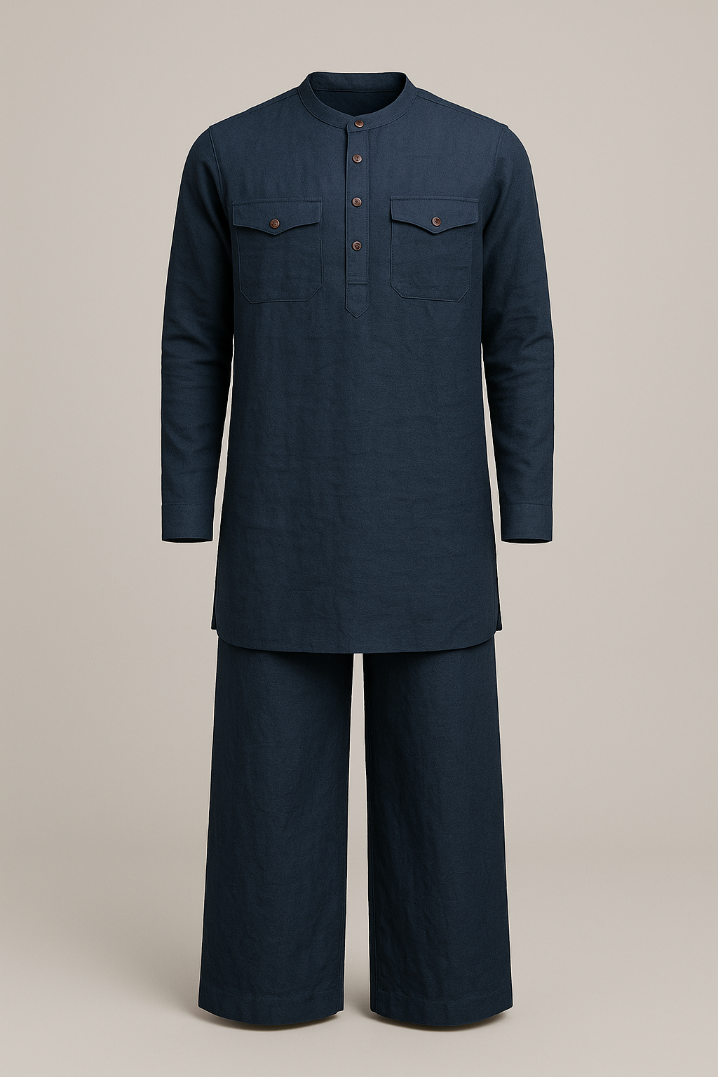 Linen Pathani Kurta with Palazzo Set