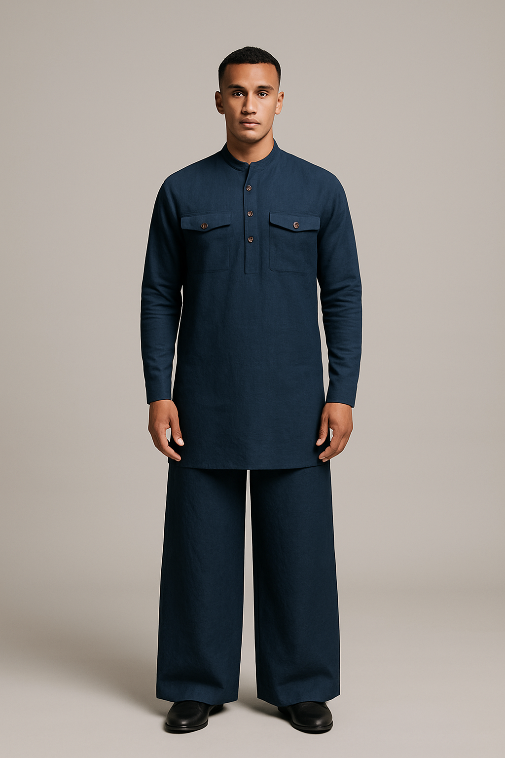 Linen Pathani Kurta with Palazzo Set