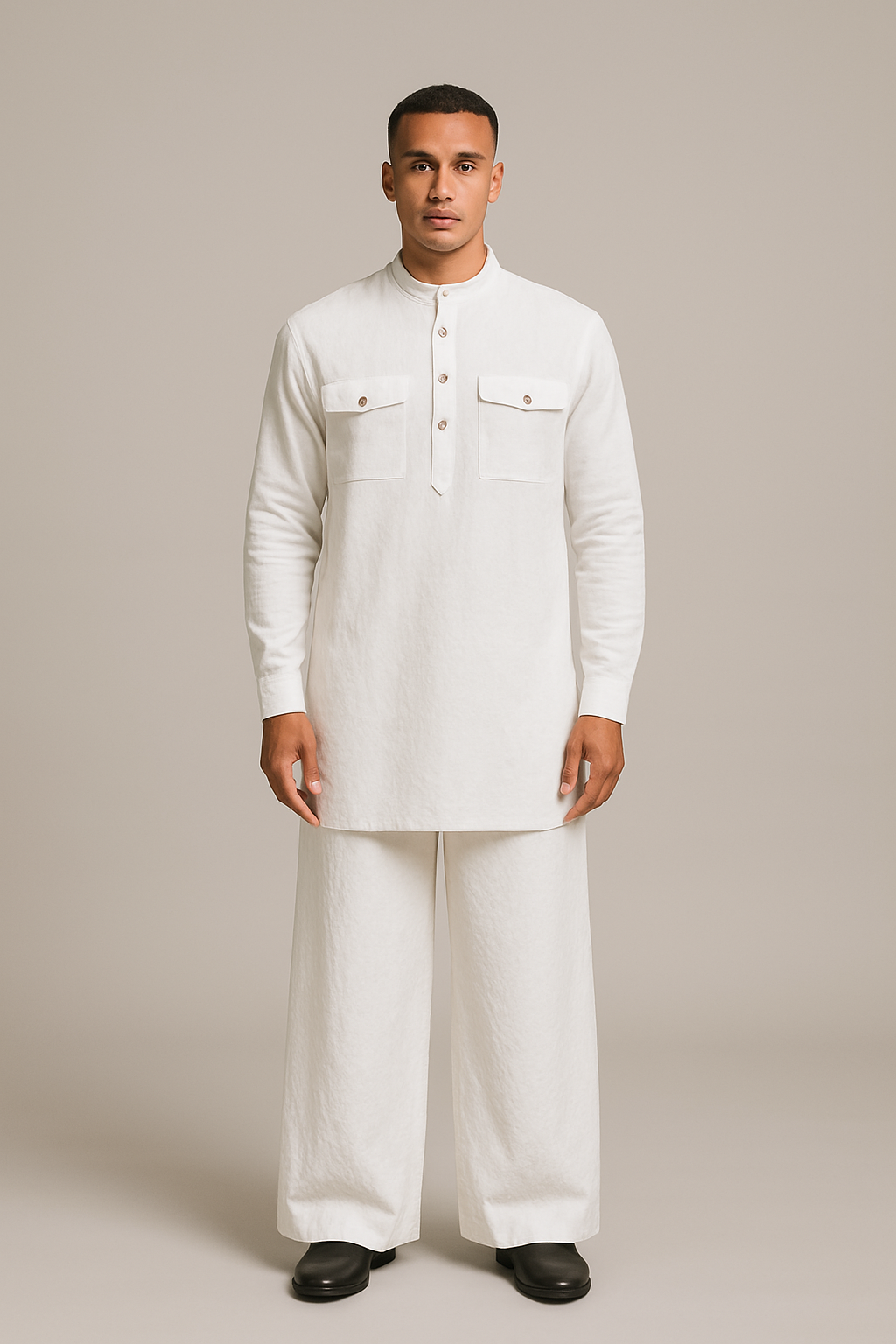 Linen Pathani Kurta with Palazzo Set