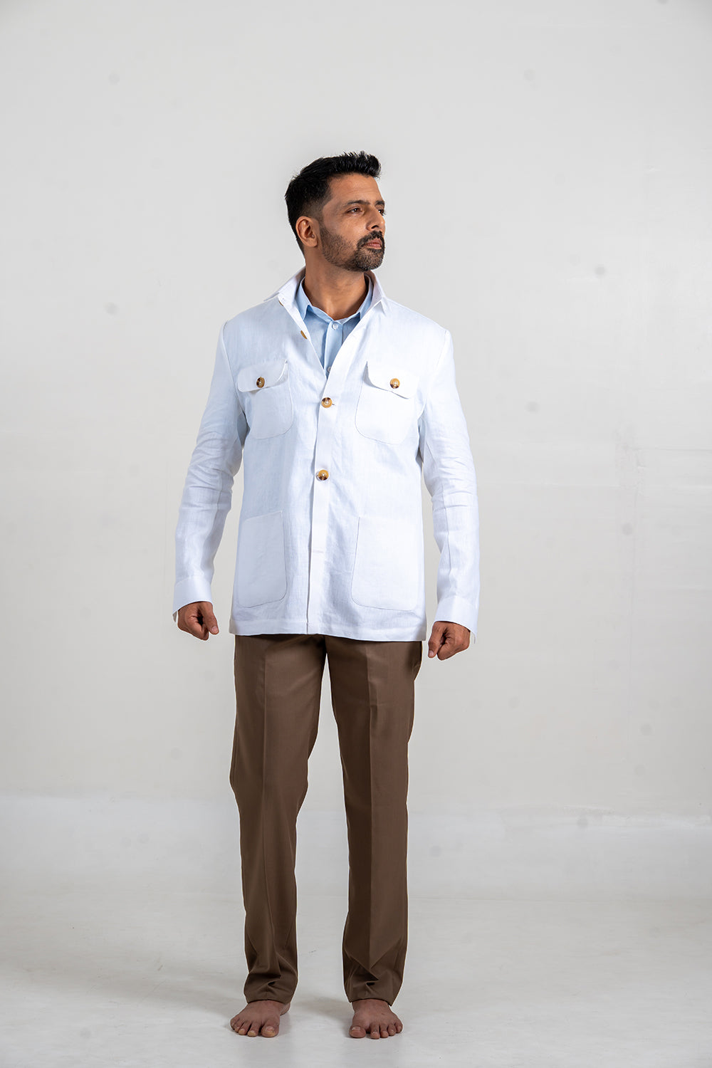 Tan Brown Cotton Straight Trouser