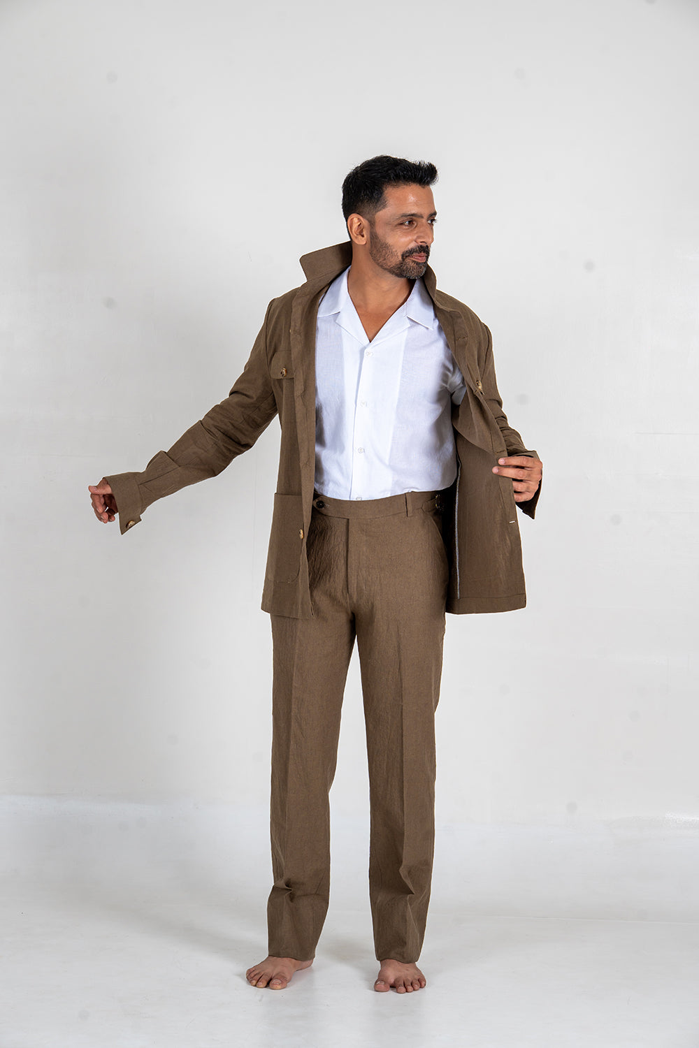 Classic Olive Linen Trousers