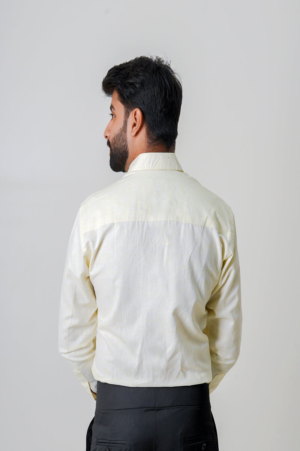 Powder Yellow Cotton Linen Full Sleeve Shirt