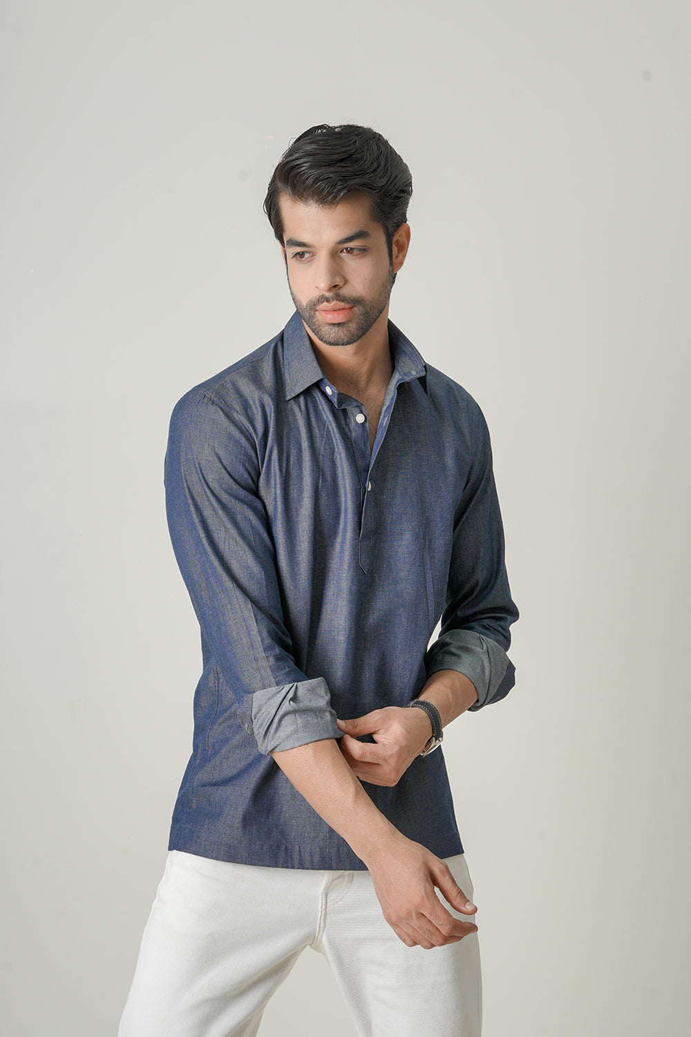Denim Half Placket Statement Piece