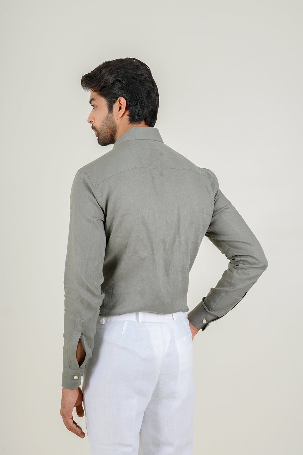 Olive Green Linen Shirt