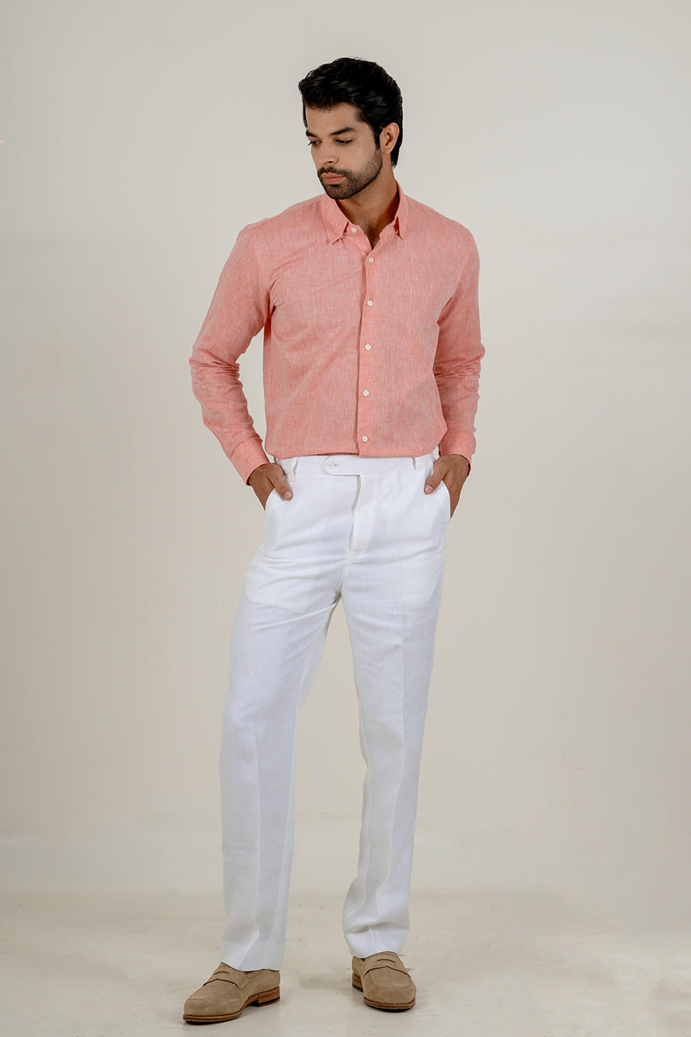 Pink Cotton Linen Full Sleeve Shirt