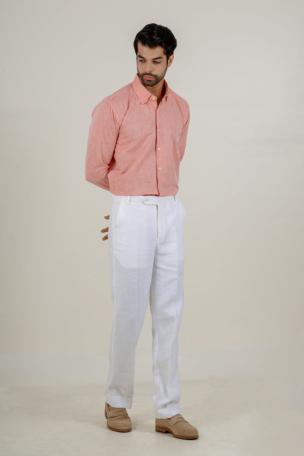 Pink Cotton Linen Full Sleeve Shirt
