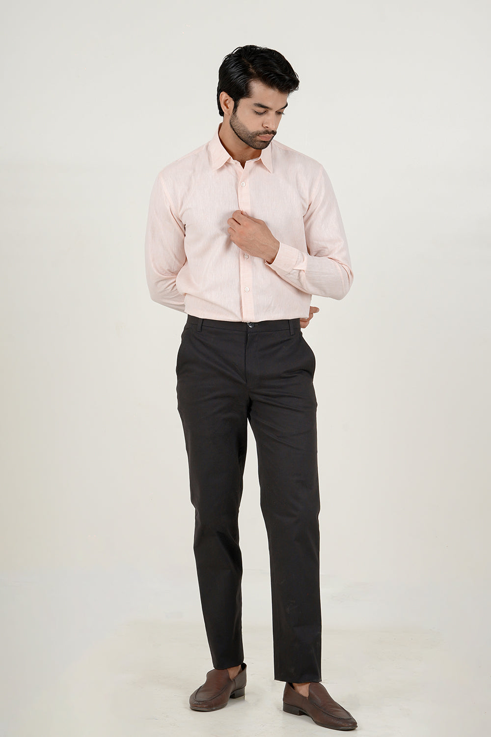 Powder Pink Linen Button Down Shirt