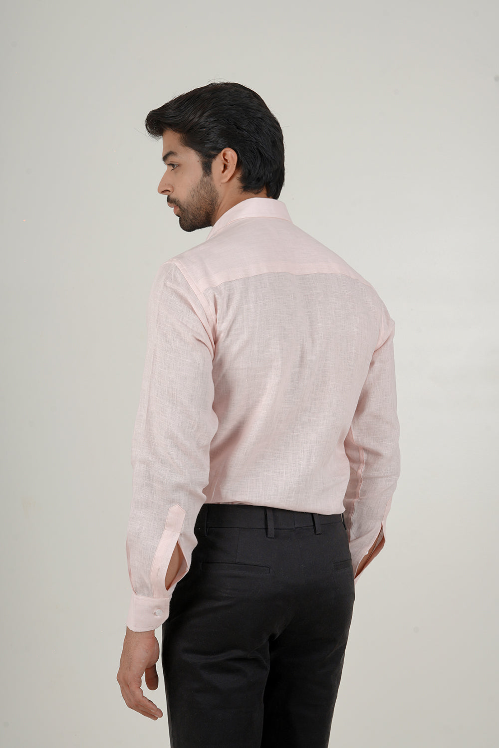 Powder Pink Linen Button Down Shirt