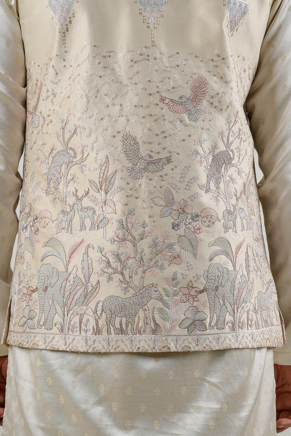 Nature Embroidered Nehru Jacket Set