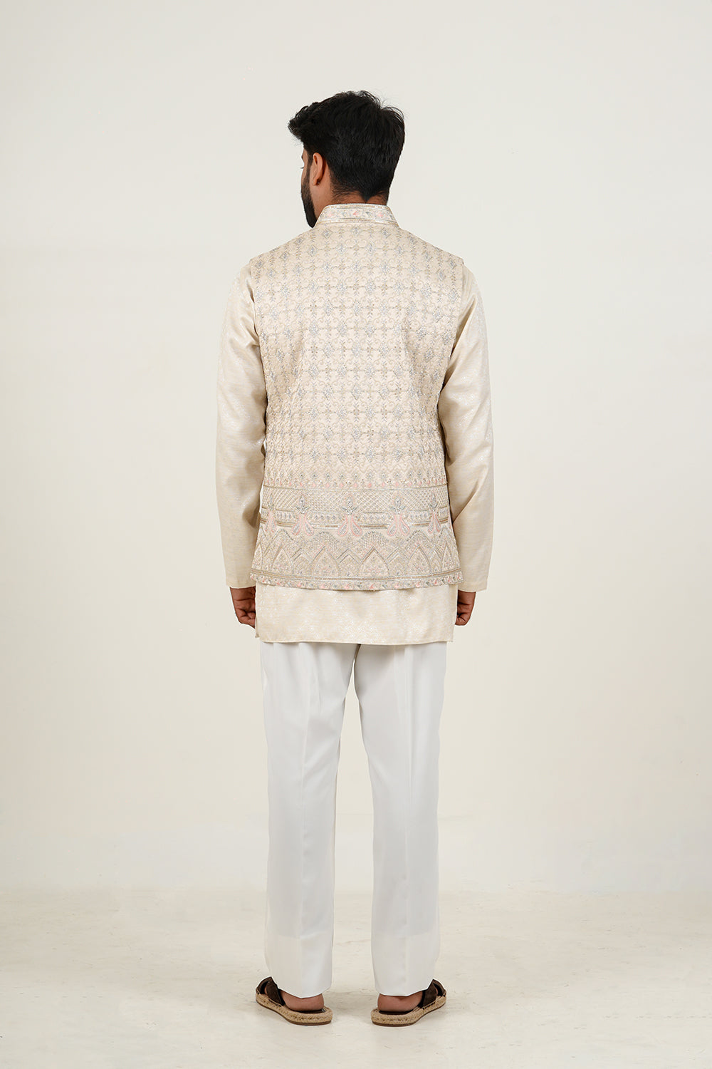 Ivory Royal Embroidered Nehru Jacket Set