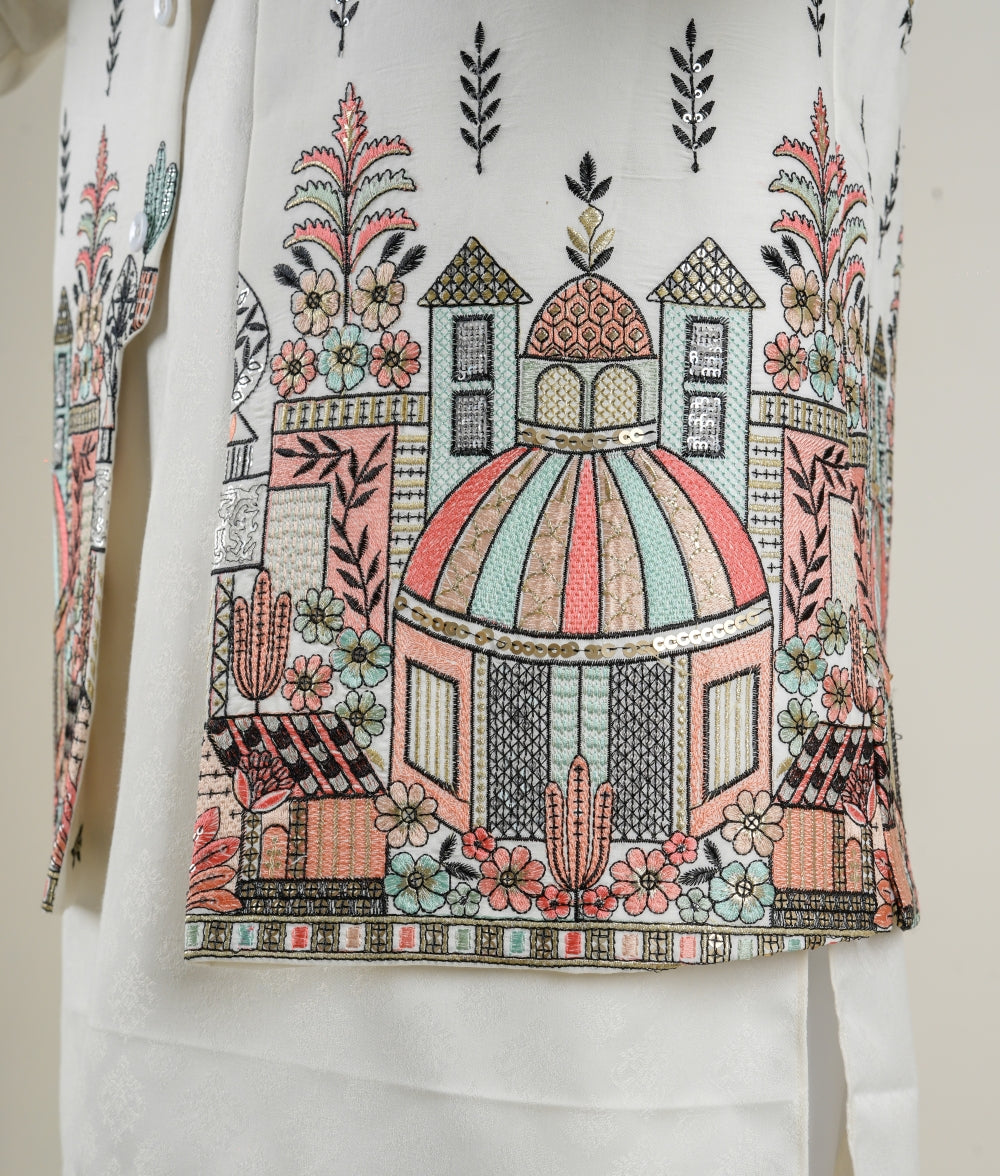 Embroidered Nehru Jacket Set