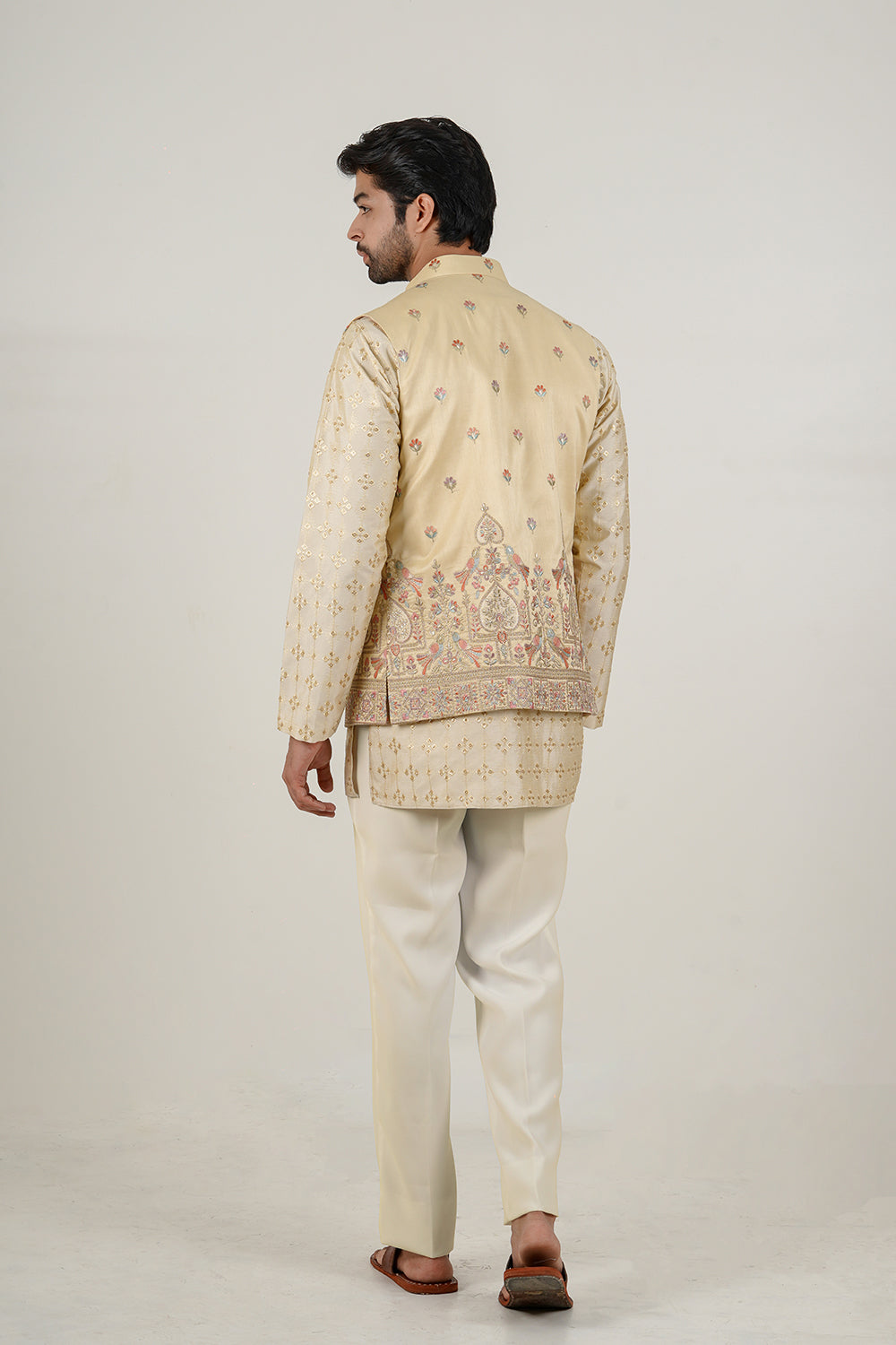 Golden Bloom Nehru Jacket Set