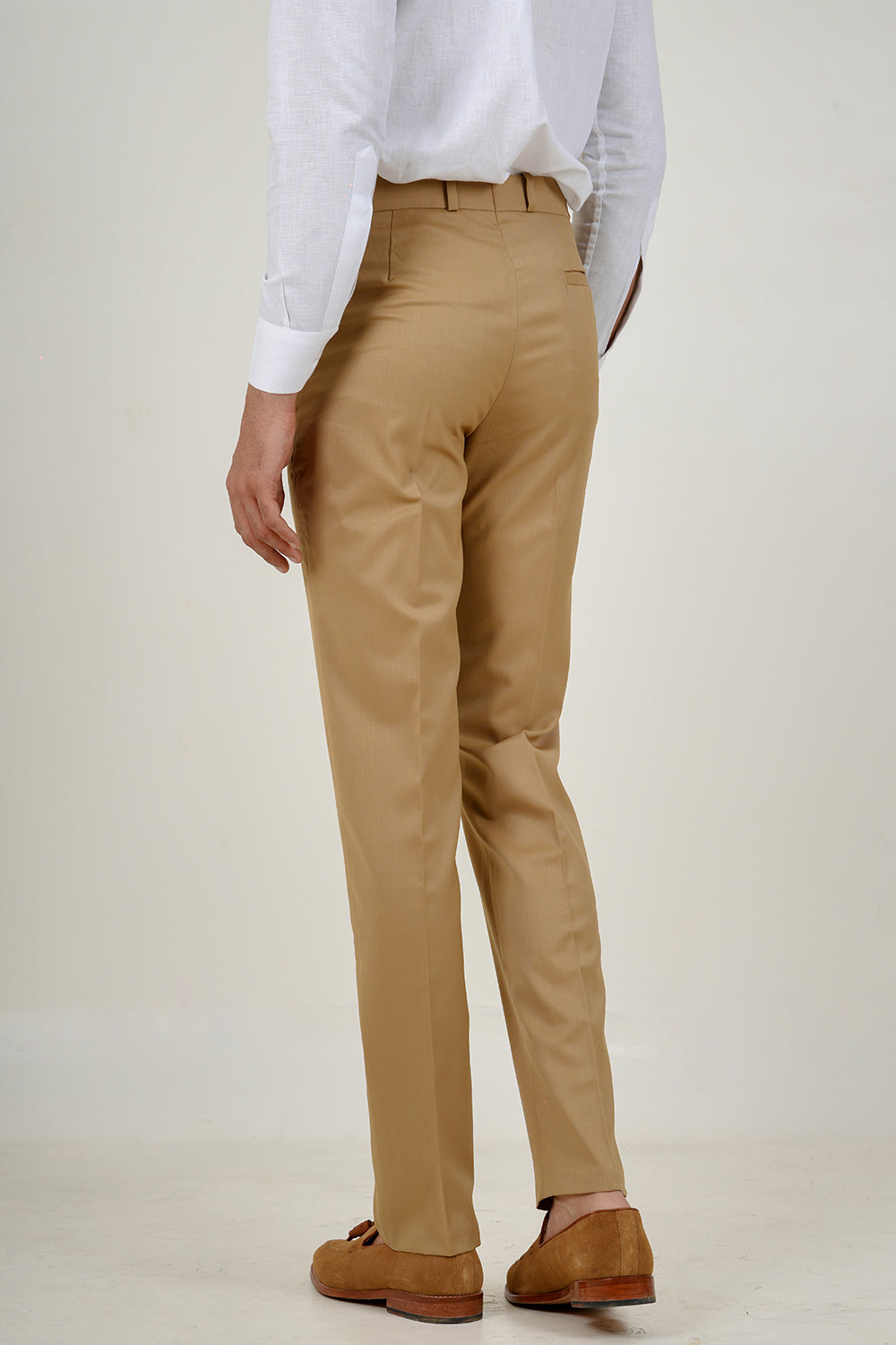 Beige Cotton Wool Pants
