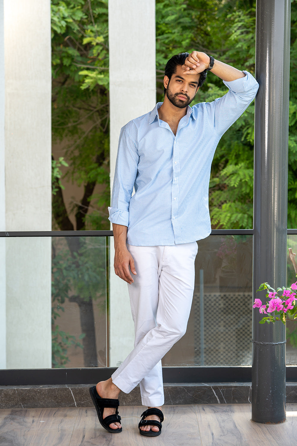 Light Blue Striped Cotton Shirt
