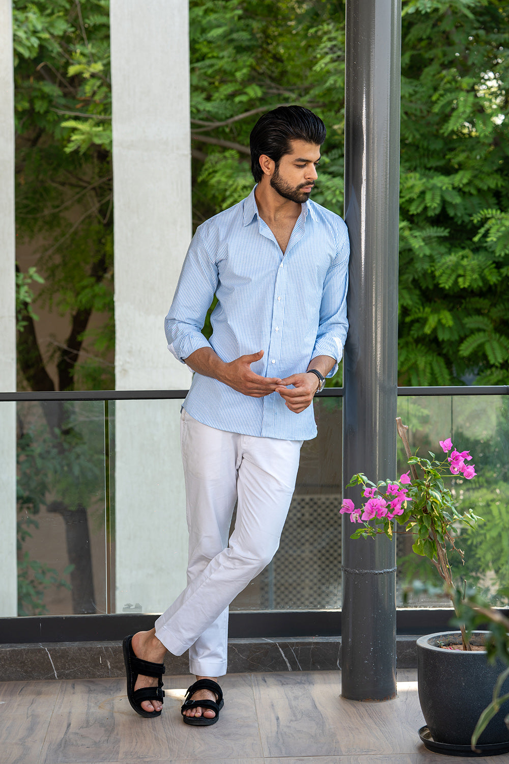 Light Blue Striped Cotton Shirt