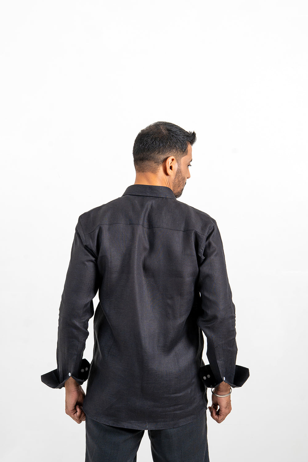 Black Linen Button Down Shirt