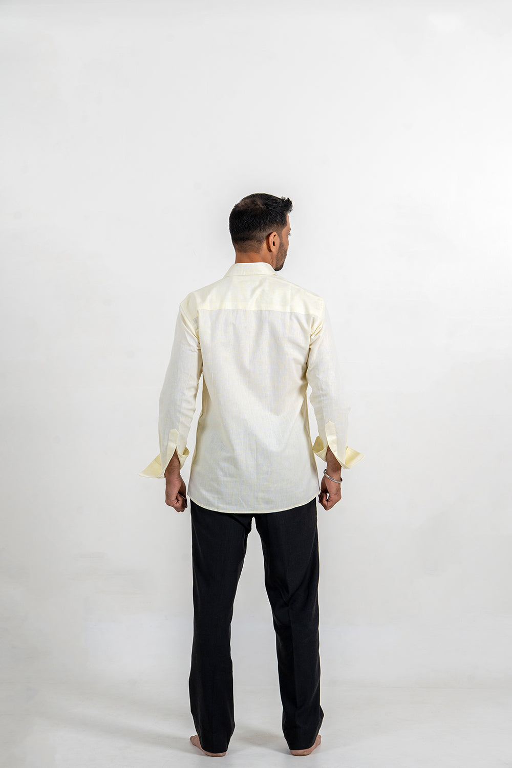 Powder Yellow Cotton-Linen Full Sleeve Shirt