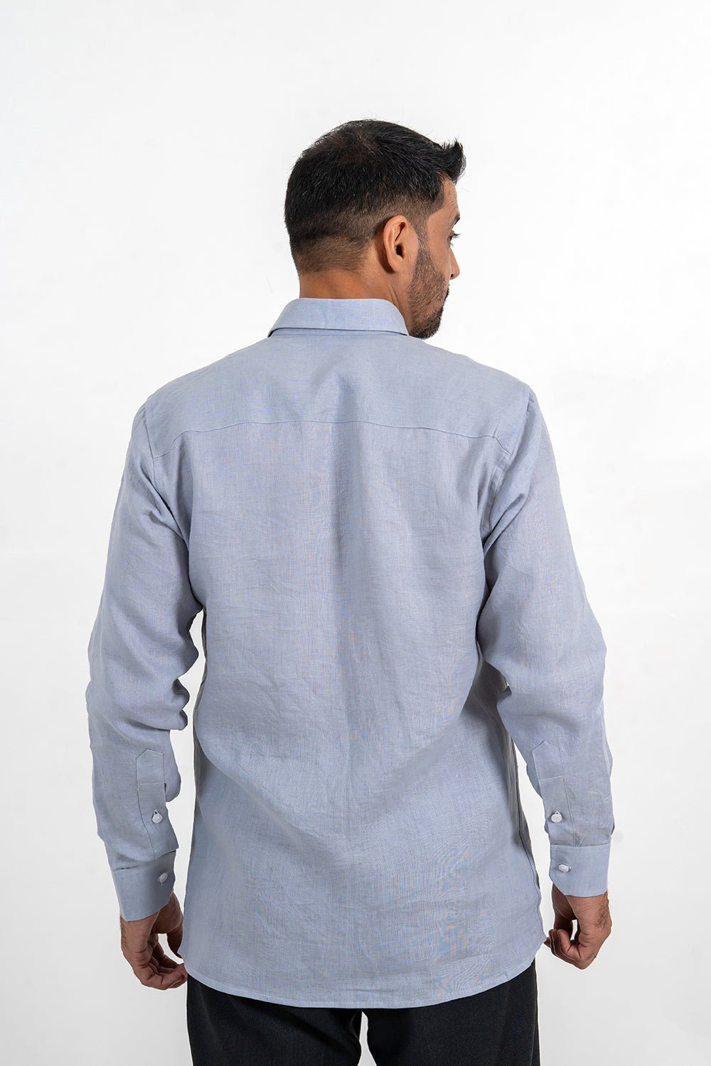 Light grey Linen Full Sleeve Button Down Shirt