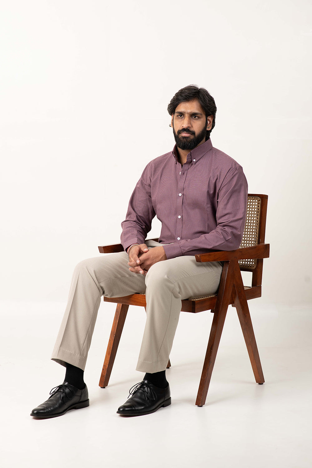 Mauve Checked Cotton Shirt
