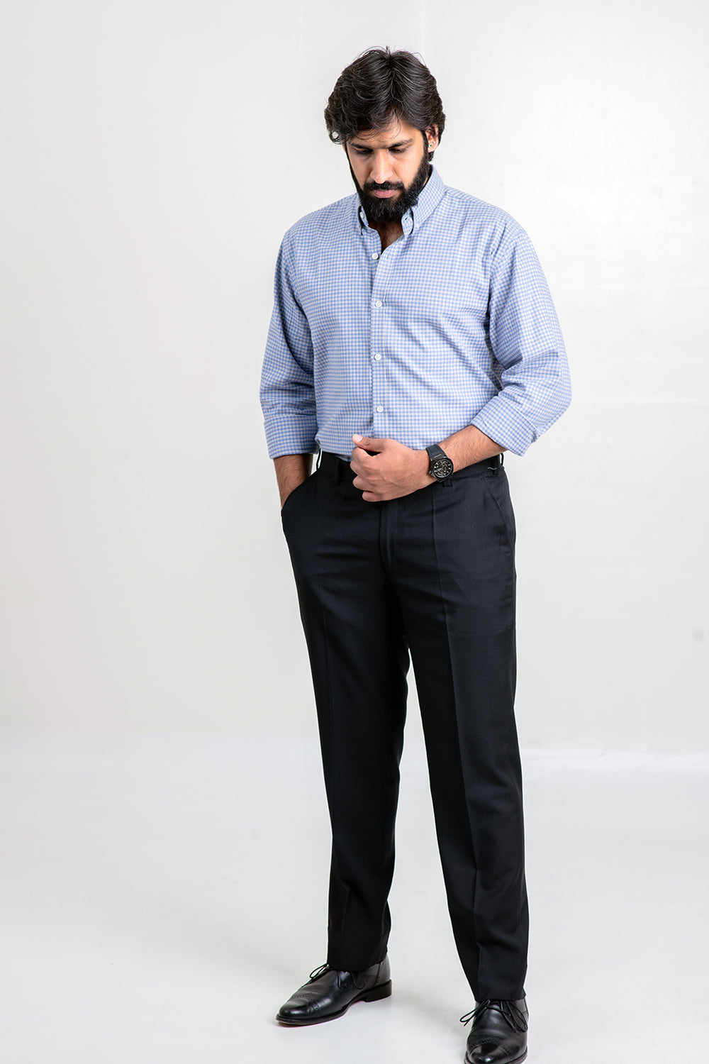 Grey And Blue Check Shirt