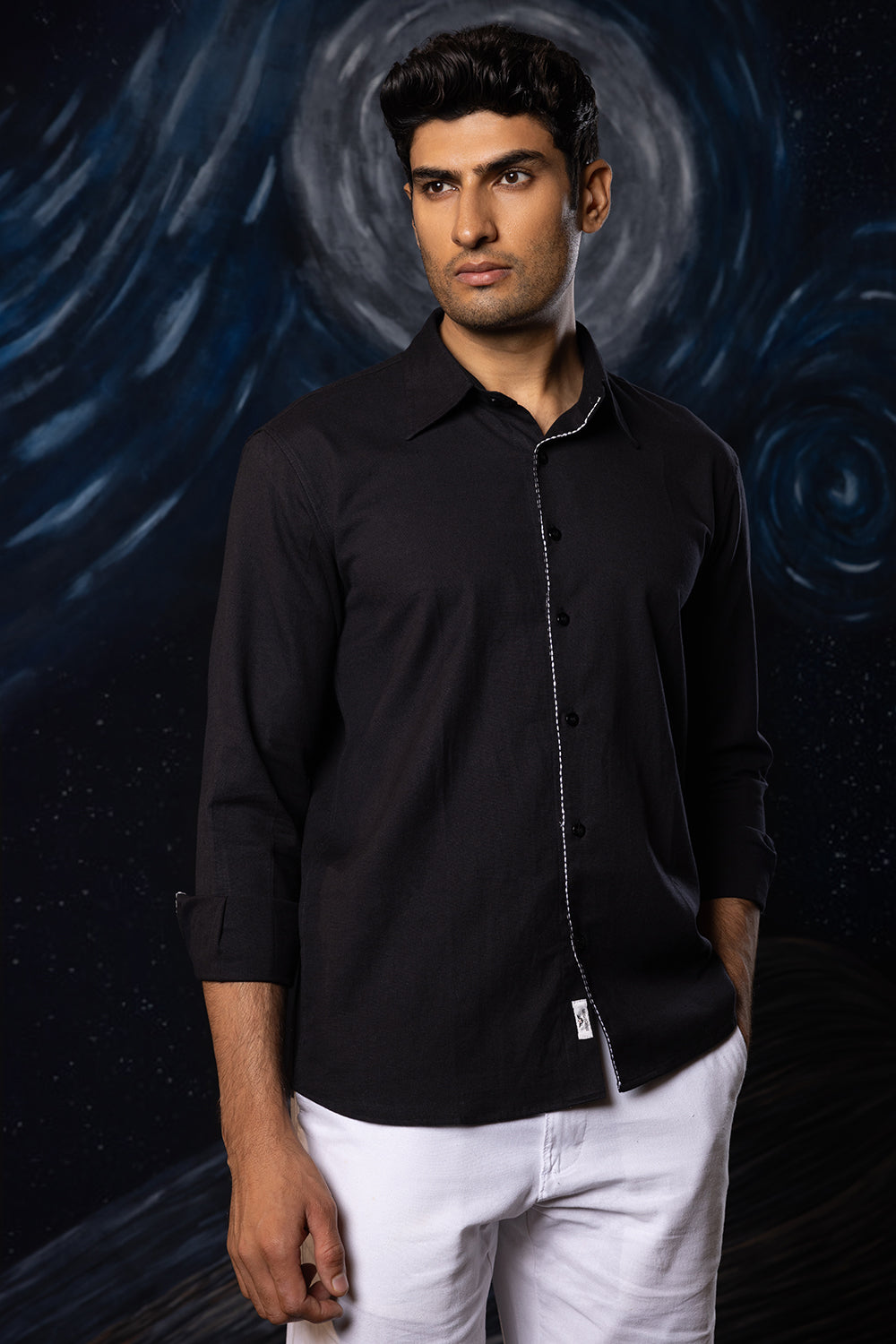 Lunar Charm : Hand Embroidered Shirt
