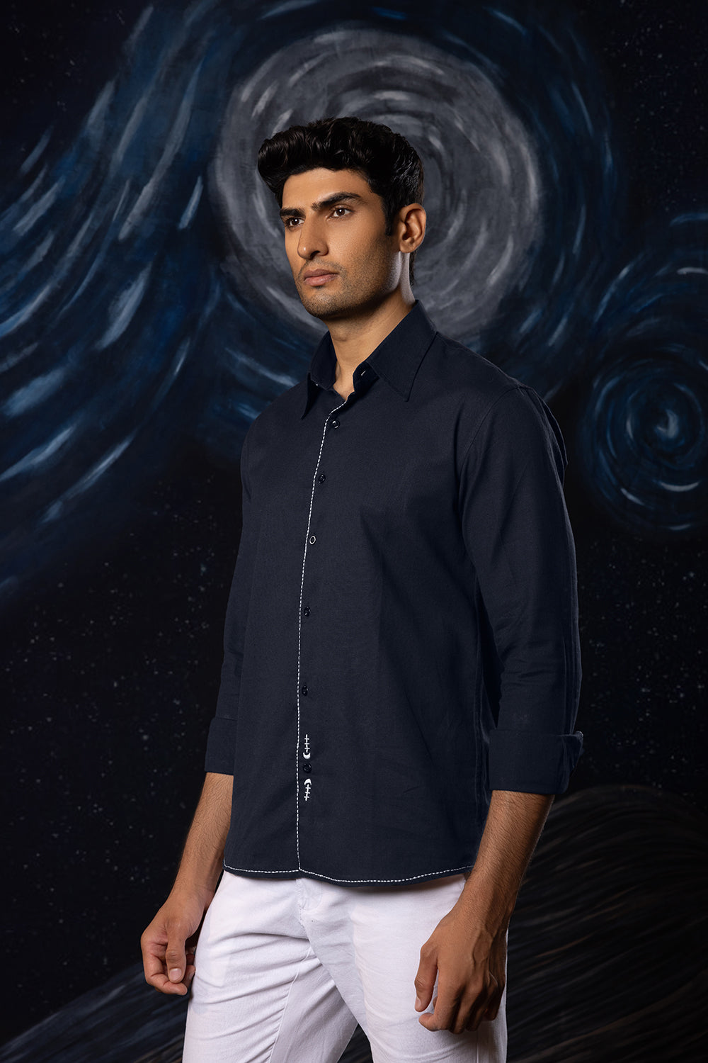 Celestial Craft: Hand Embroidered Shirt