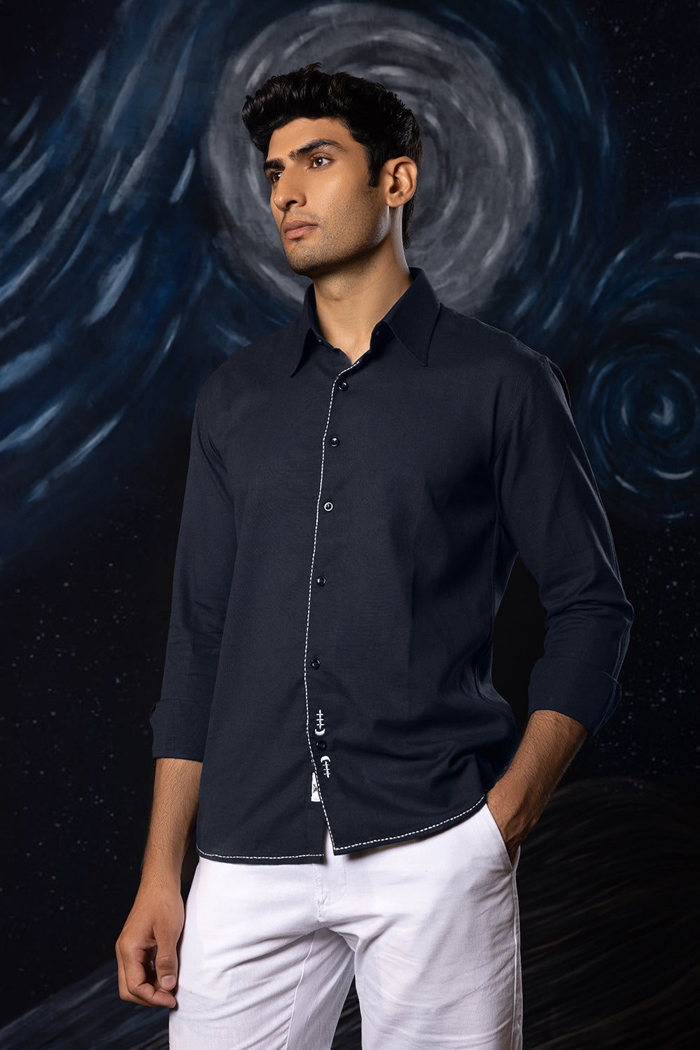 Celestial Craft: Hand Embroidered Shirt