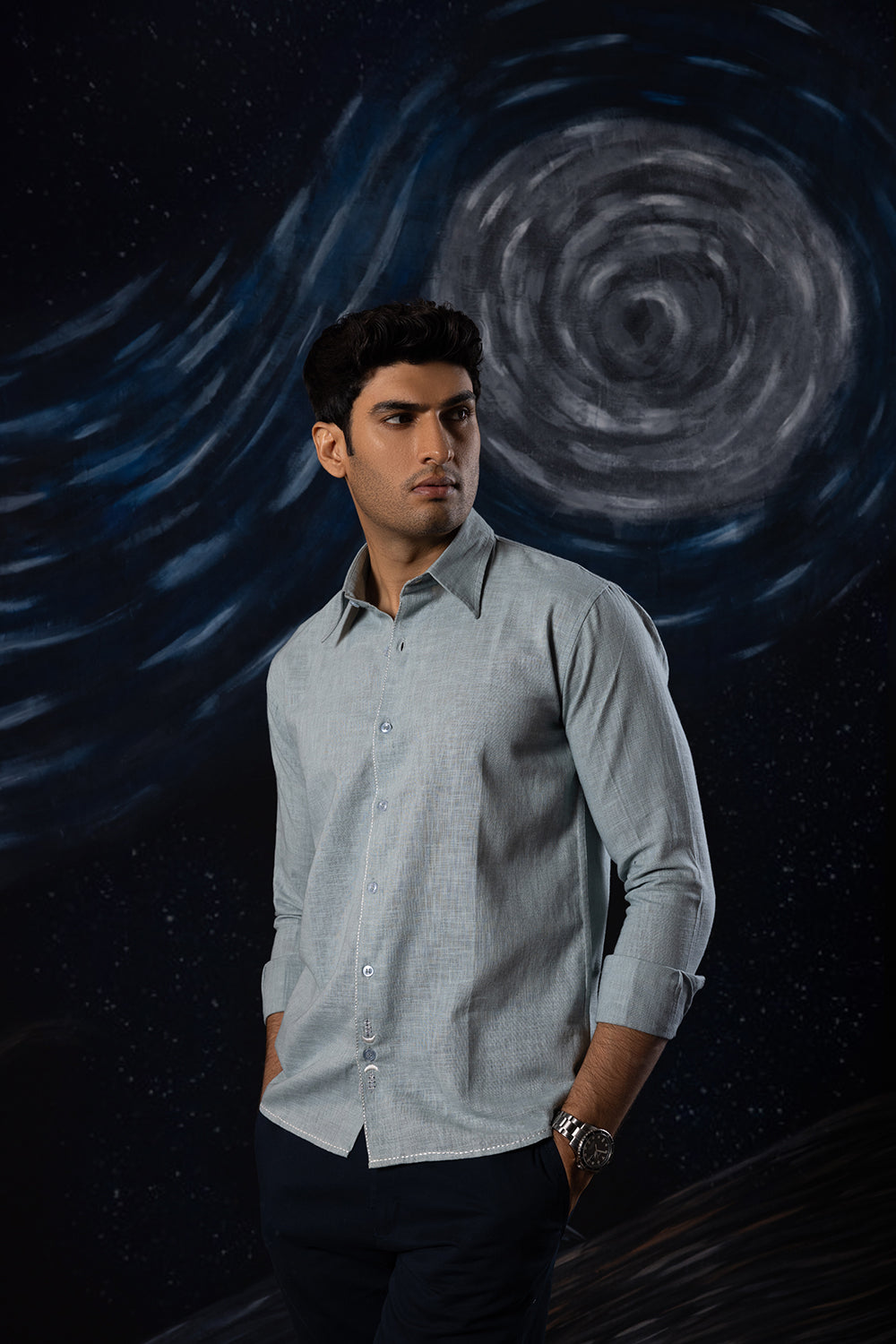 Celestial Craft: Hand Embroidered Shirt