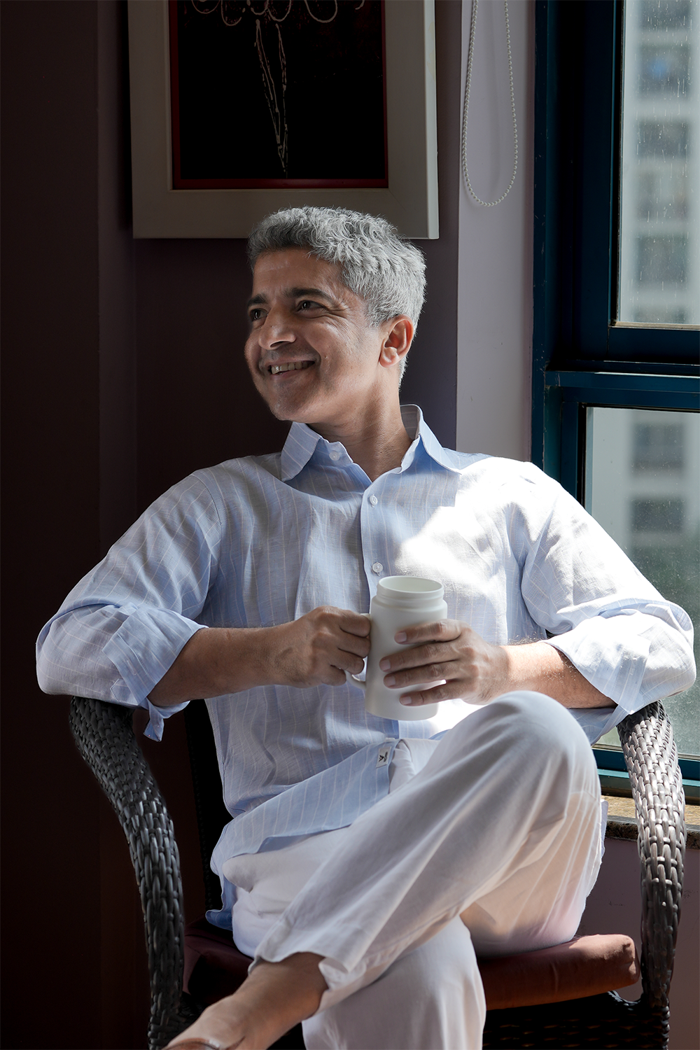 Light Blue Striped Linen Shirt