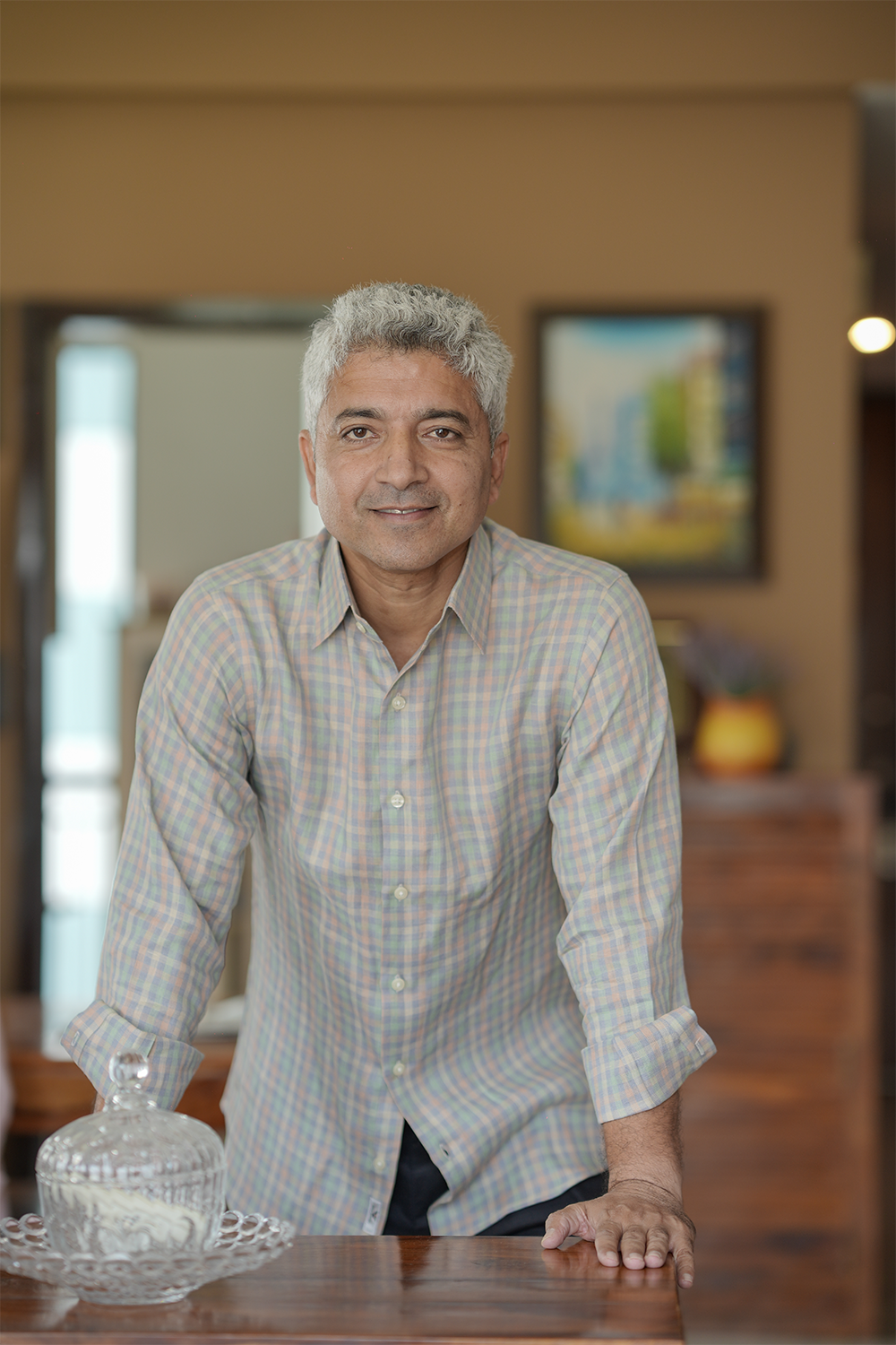 Mint Green Checked Linen Shirt