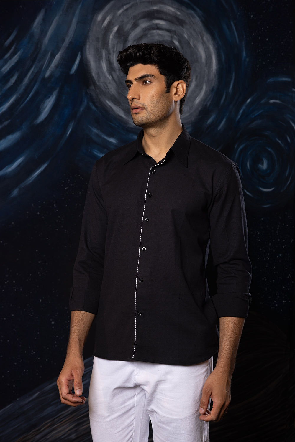 Lunar Charm : Hand Embroidered Shirt