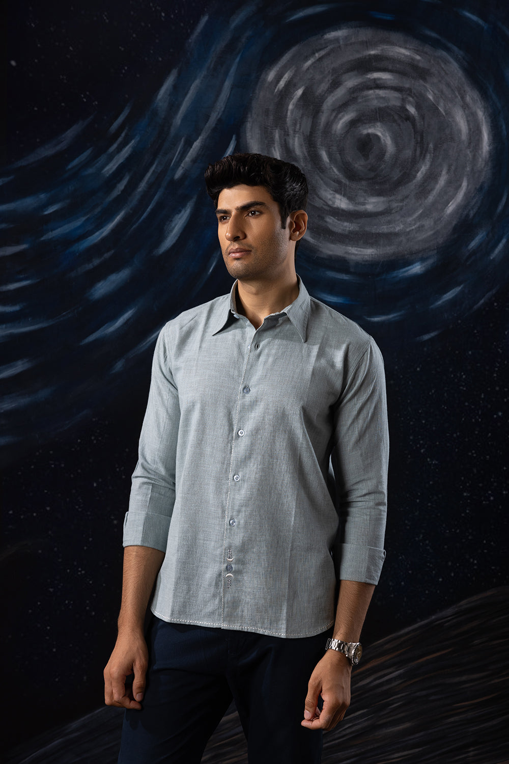 Celestial Craft: Hand Embroidered Shirt