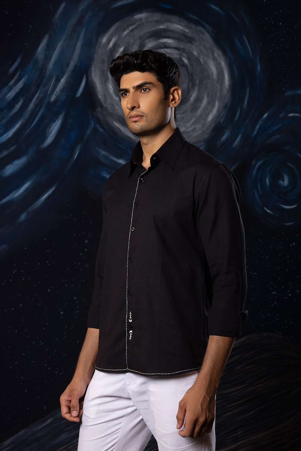 Celestial Craft: Hand Embroidered Shirt