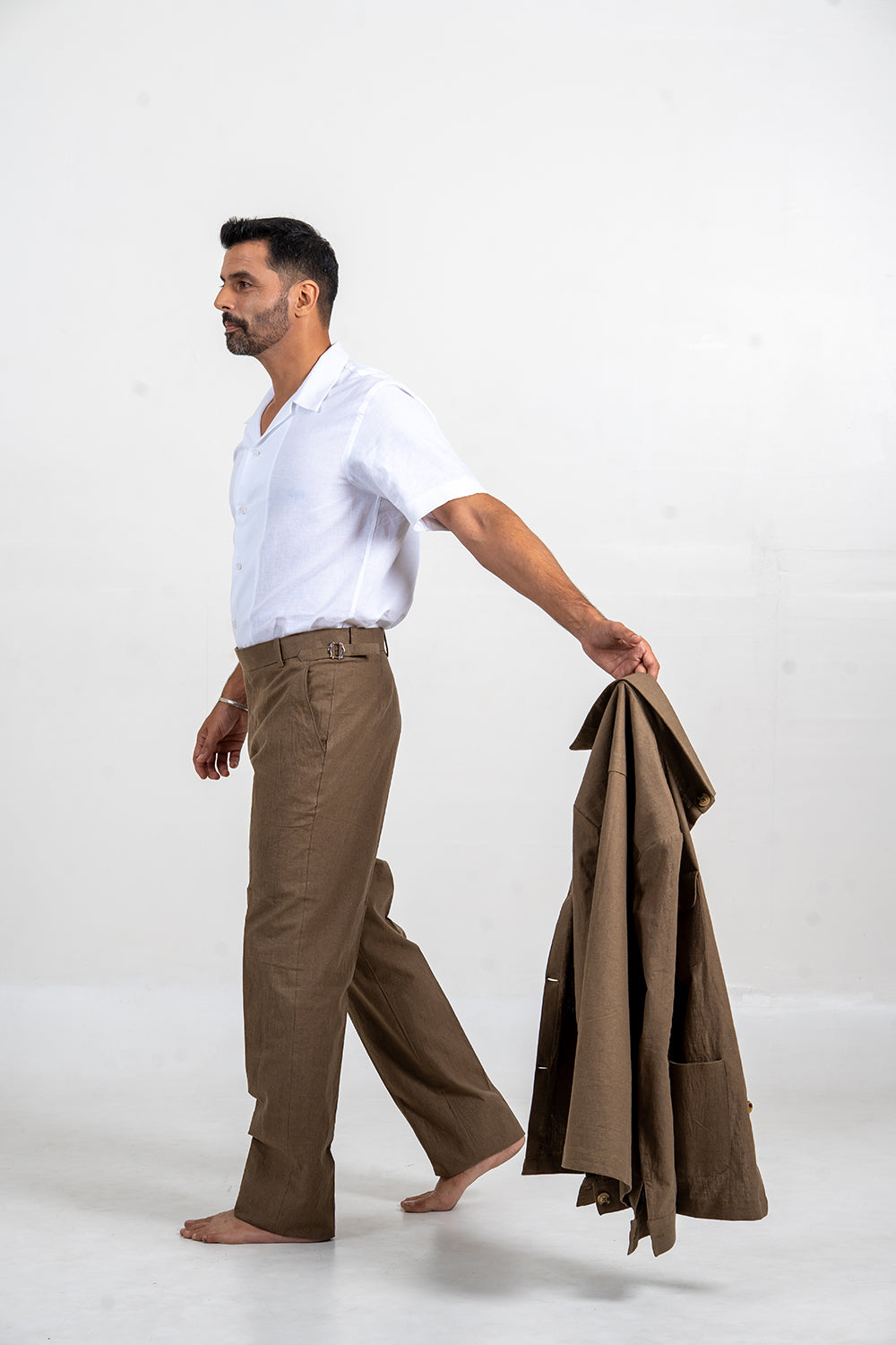 Classic Olive Linen Trousers