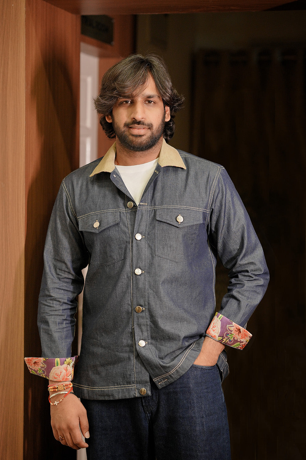 Denim Shirt With Printed Back