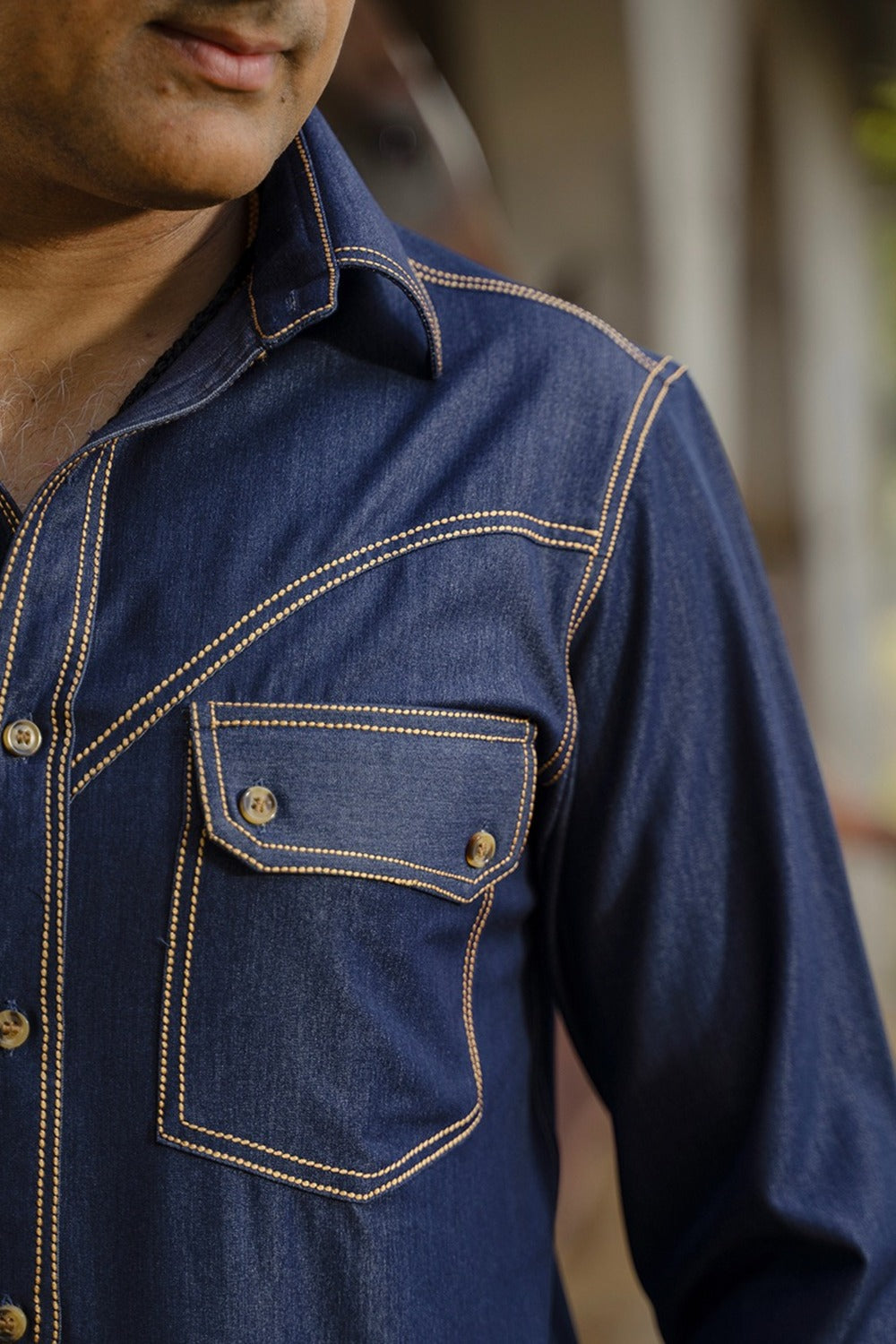 Classic Navy Western Denim Shirt