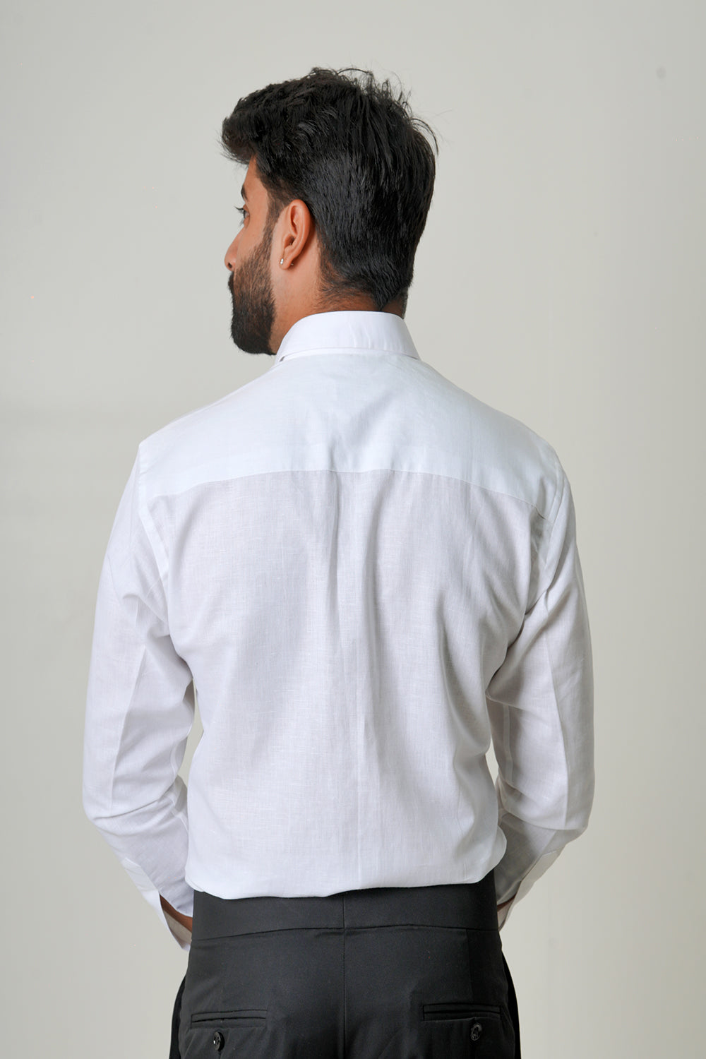 White Cotton Linen Full Sleeve Shirt