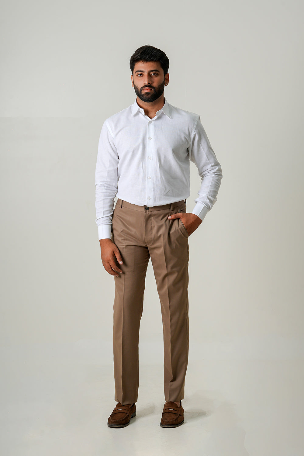 Camel Brown Cotton Wool Pants