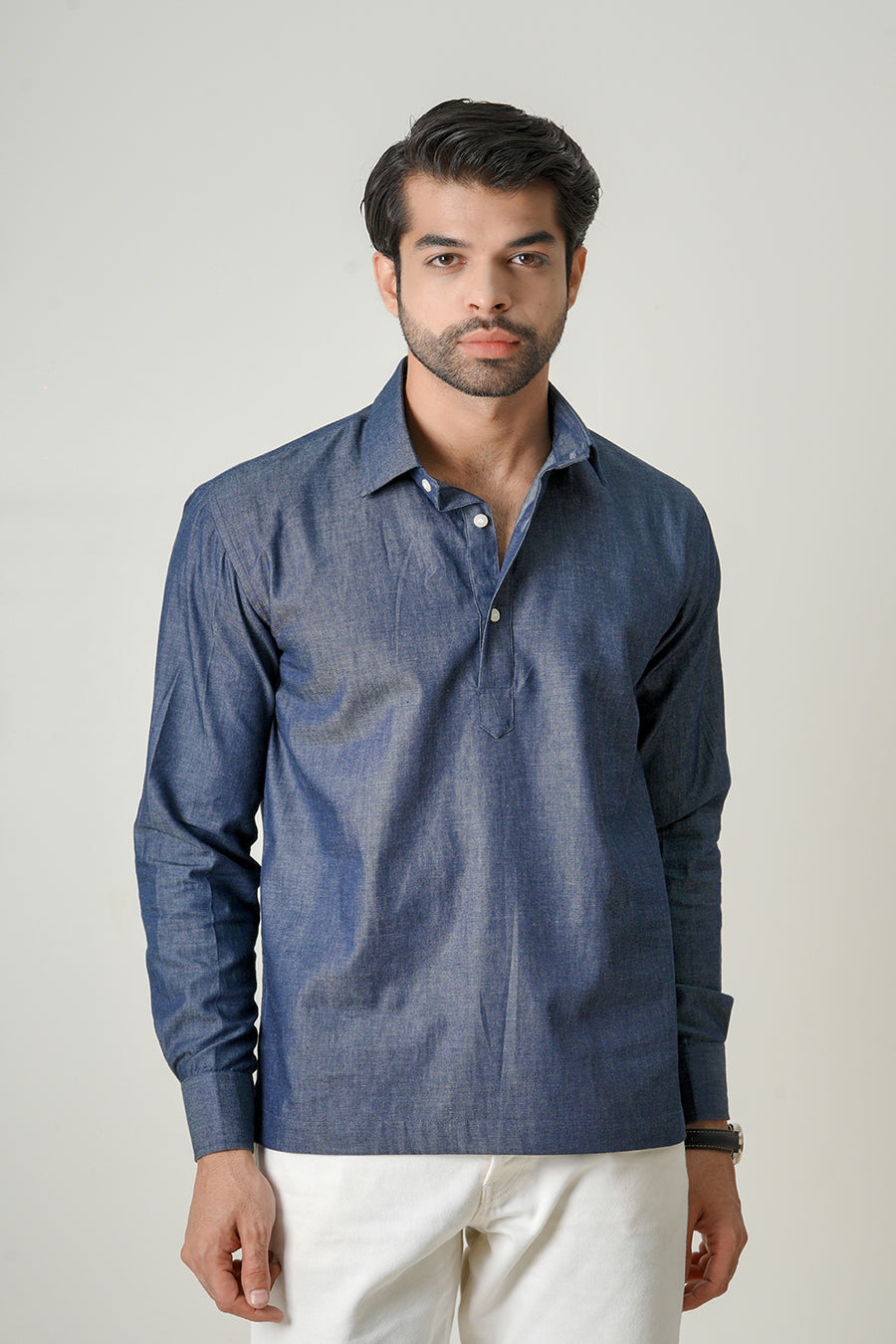Denim Half Placket Statement Piece