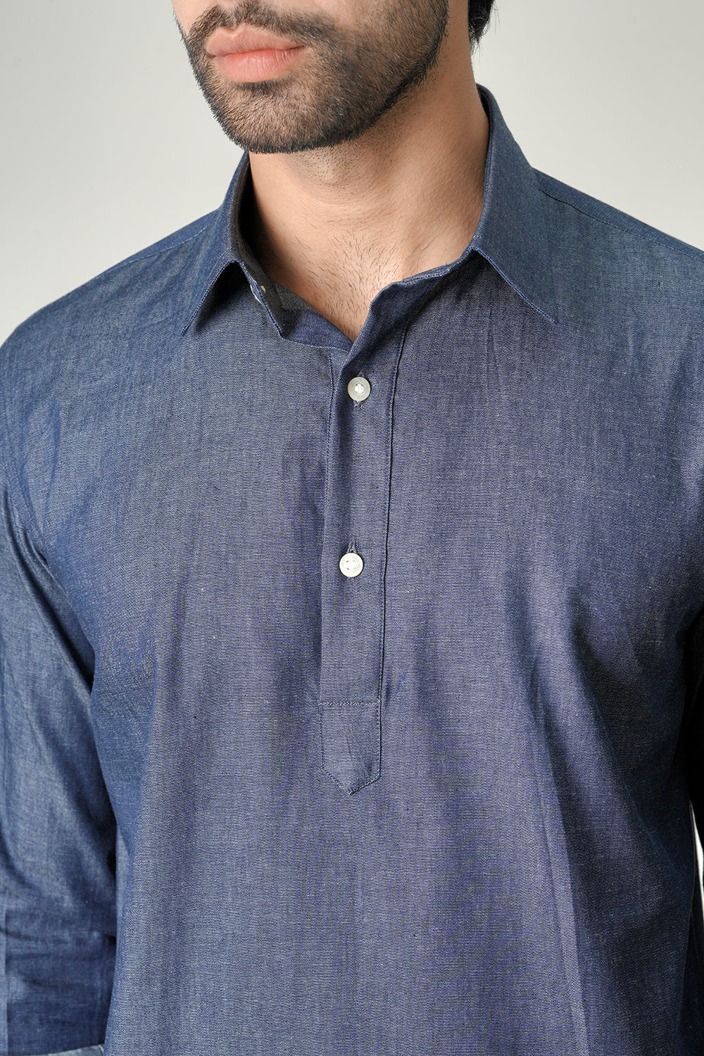 Denim Half Placket Statement Piece