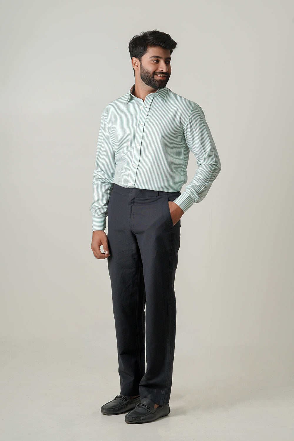 Mint Green Striped Cotton Shirt