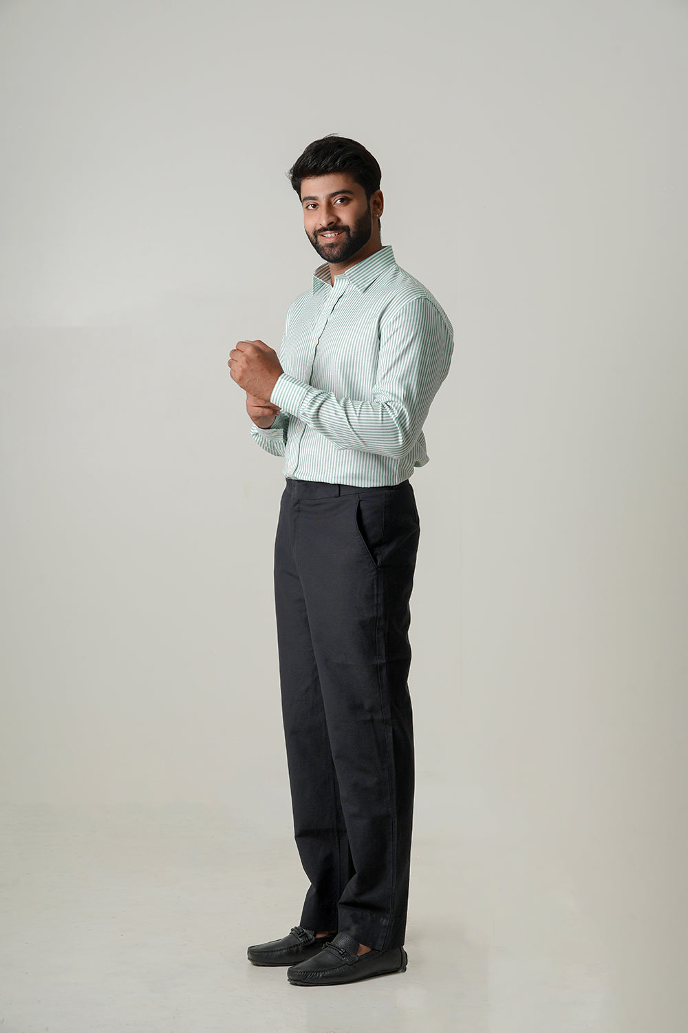 Mint Green Striped Cotton Shirt