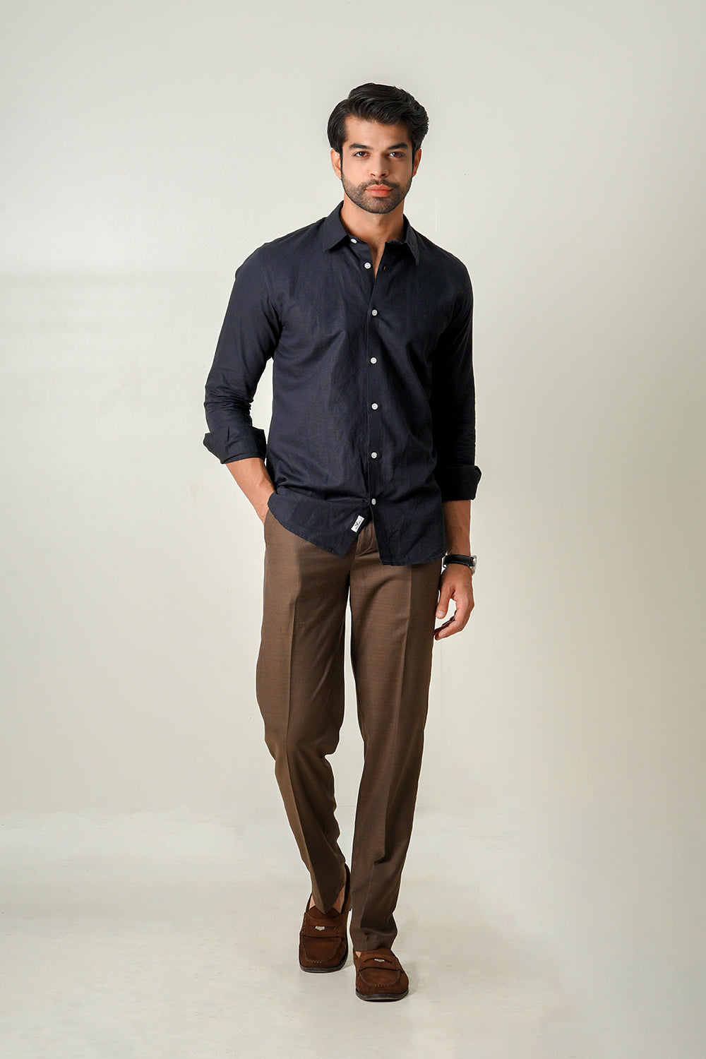 Brown Cotton Wool Pants