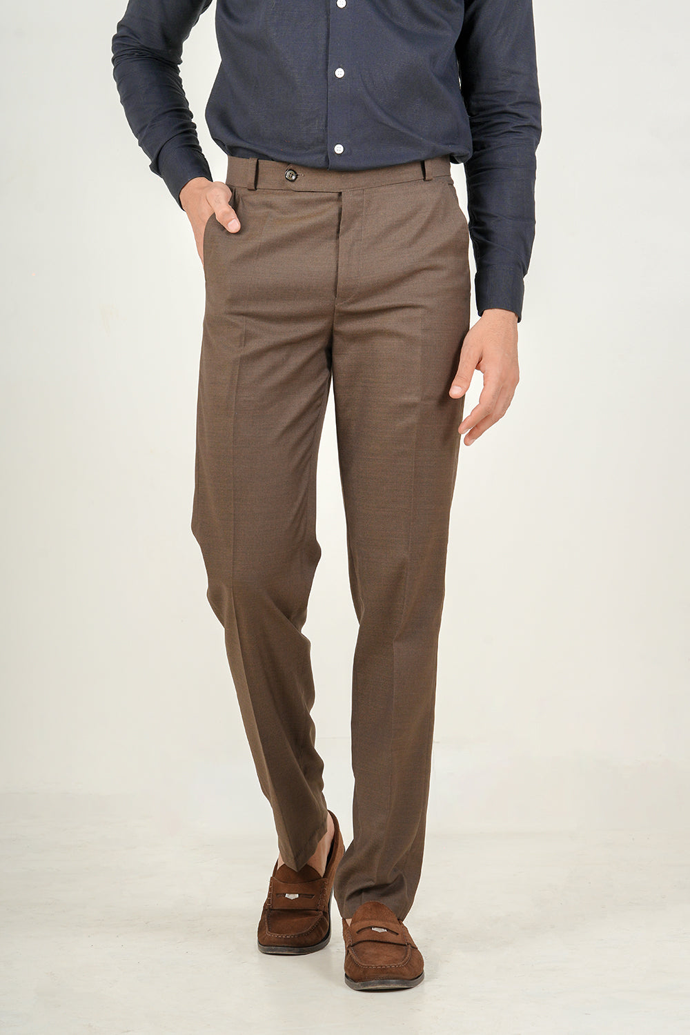 Brown Cotton Wool Pants