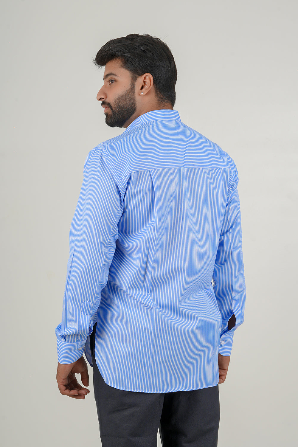 Sky Blue Striped Short Kurta